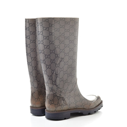 Gucci Rubber Monogram Edinburg Rain Boots 36 Transparent Blue 4 of 11