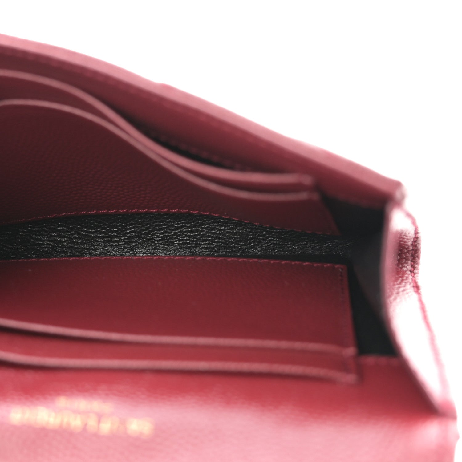 Saint Laurent Grain De Poudre Matelasse Chevron Small Monogram Envelope Wallet Rouge Eros 5 of 8