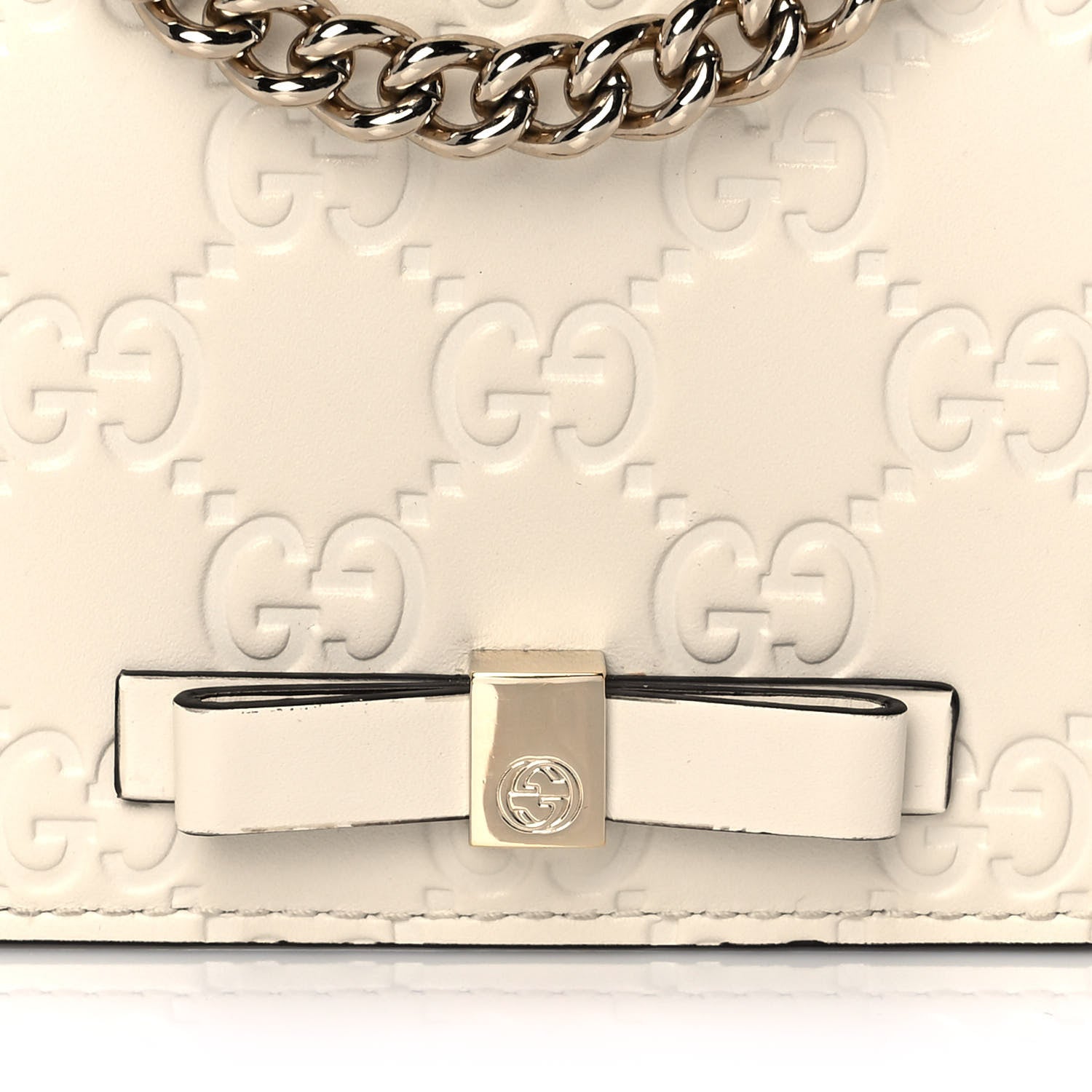 Gucci Guccissima Signature Bowy Chain Wallet Mystic White 9 of 10