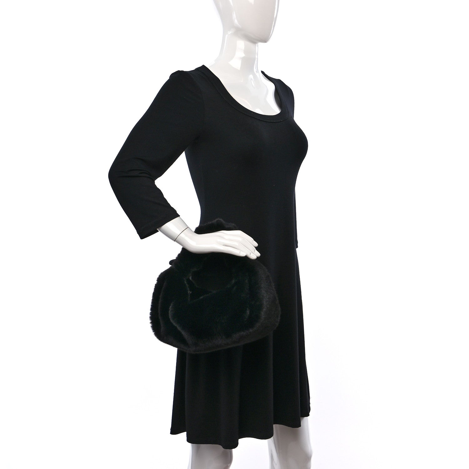 Alexander Wang Faux Fur Small Scrunchie Bag Black 2 of 9