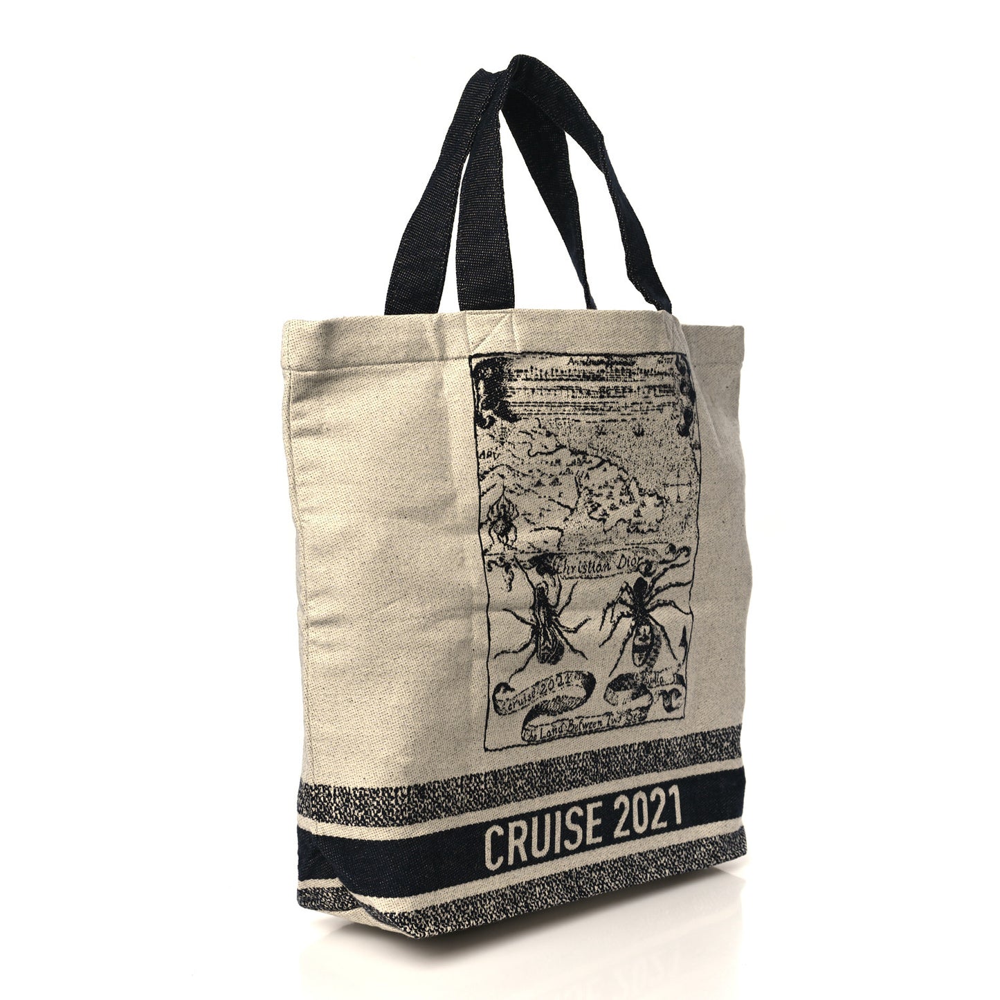 Canvas Print Cruise Tote Ivory Black