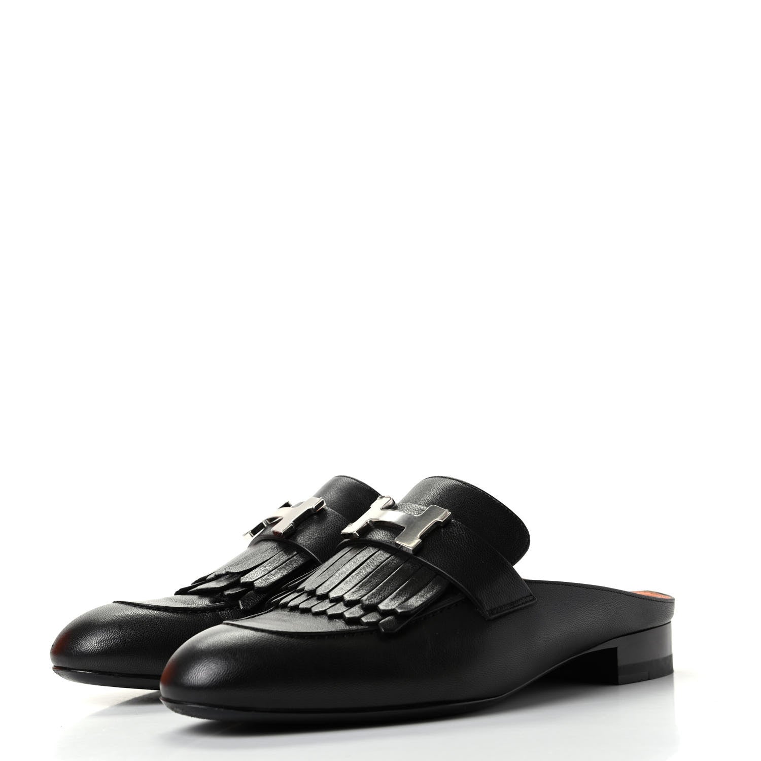Hermes Goatskin Rivoli Mules 36 Black 3 of 11