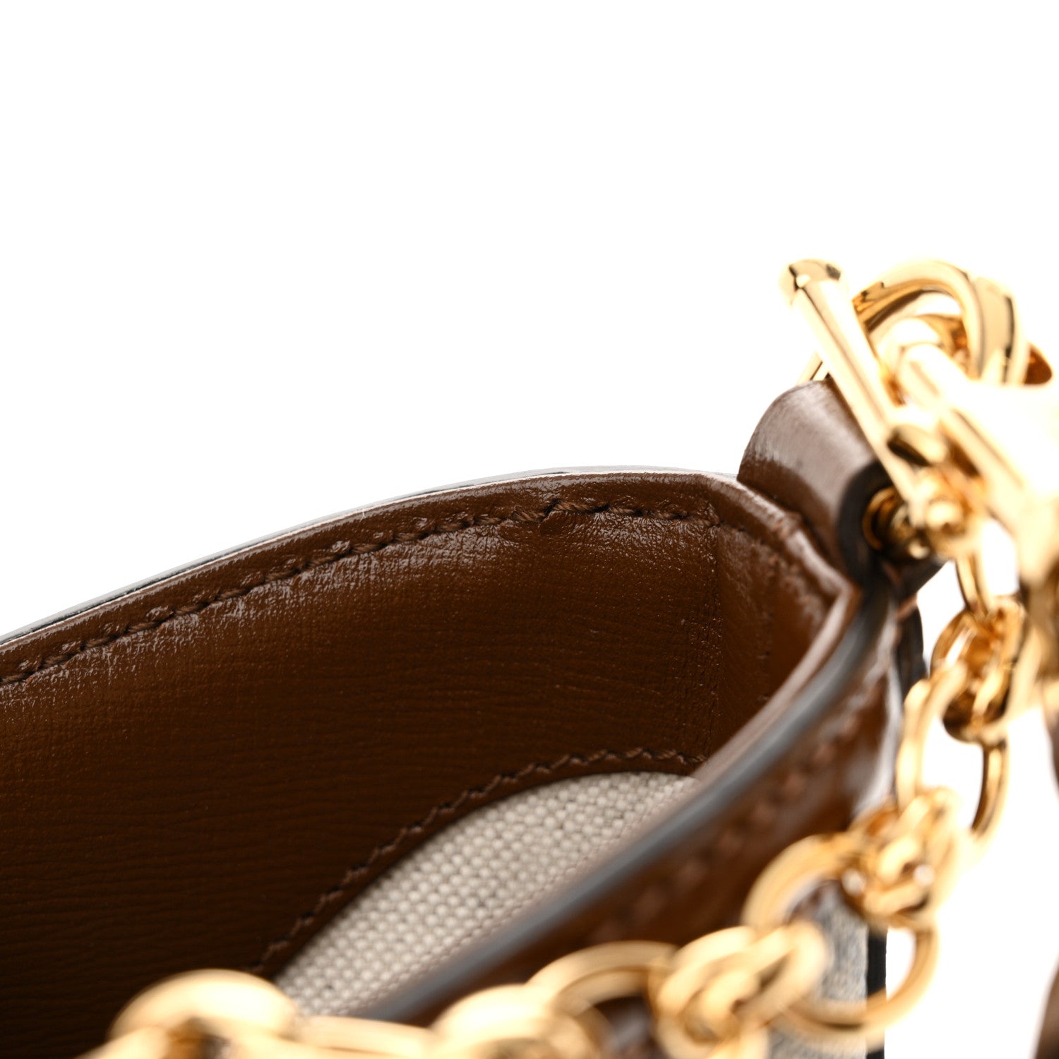 Gucci GG Supreme Monogram Azalea Calfskin Retro Interlocking G Chain Shoulder Bag Beige Ebony Brown Sugar 11 of 12