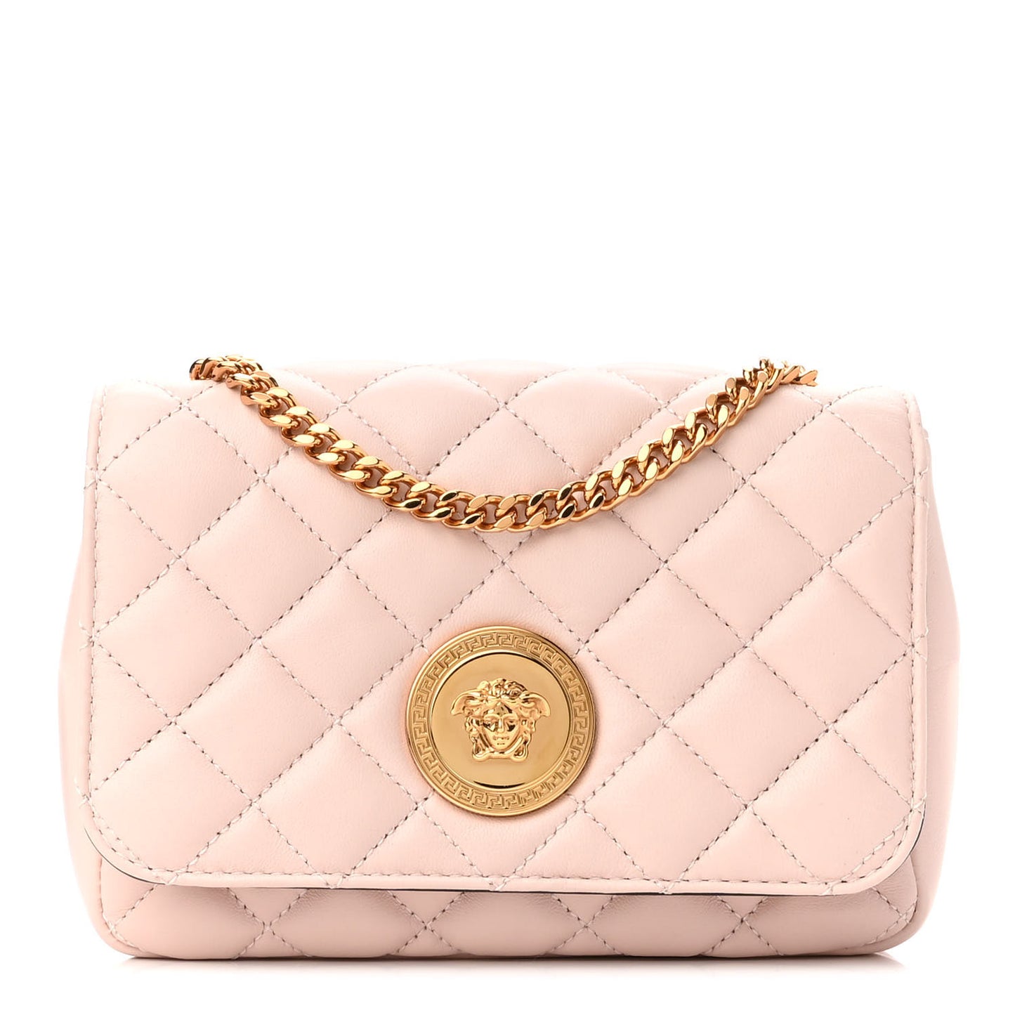 Nappa Quilted Small Medusa Chain Crossbody Light Pink