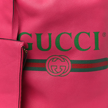 Gucci Grained Calfskin Logo Drawstring Backpack Box Pink Green Black 9 of 11