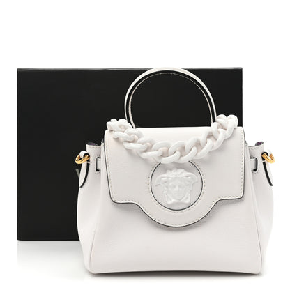 Versace Grained Calfskin Small La Medusa Top Handle Bag White 15 of 15
