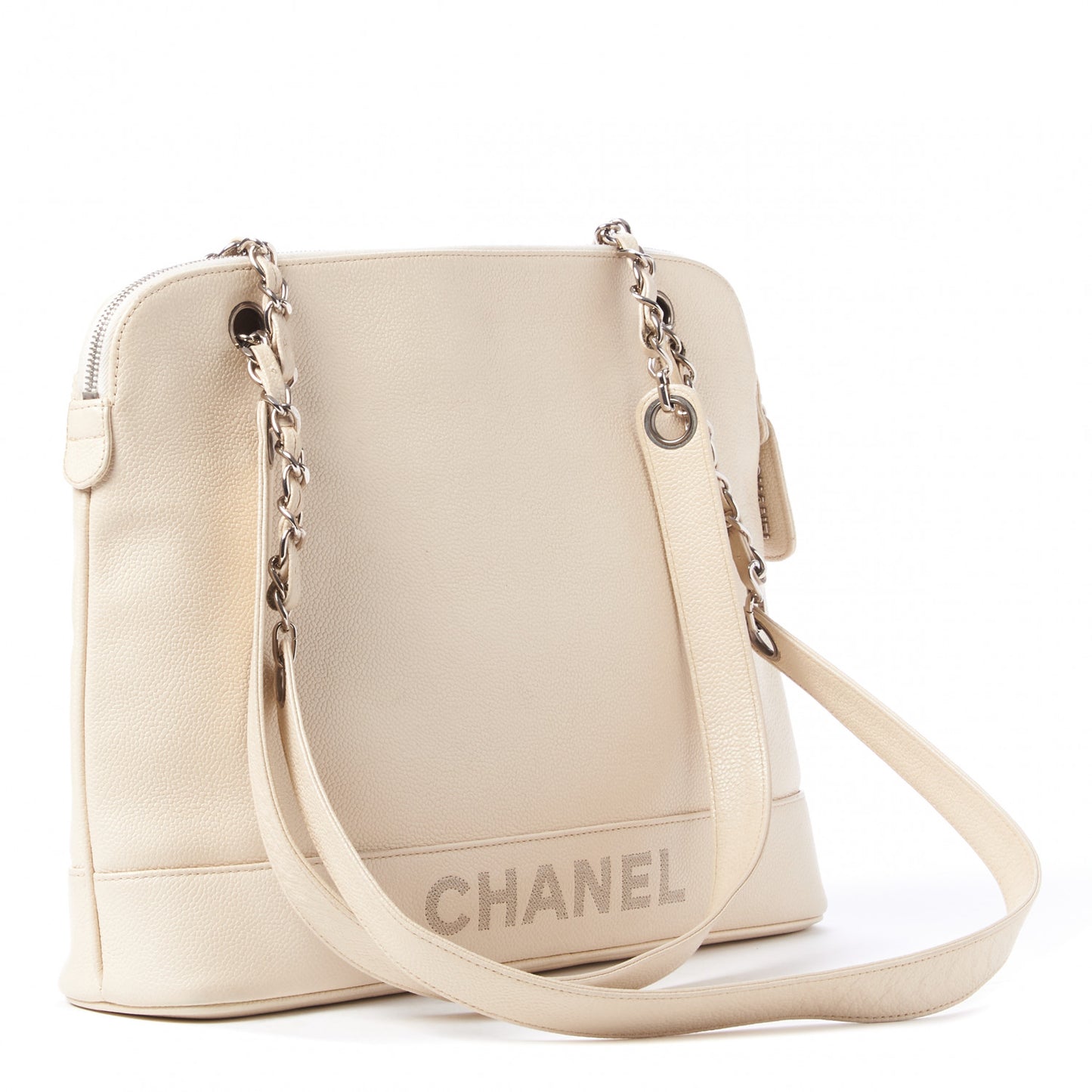 Caviar Large CC Shoulder Bag Ivory