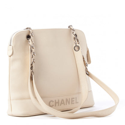 Chanel Caviar Large CC Shoulder Bag Ivory 2 of 12