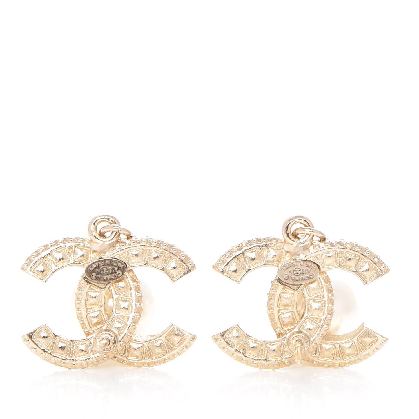Crystal Pearl CC Drop Earrings Light Gold