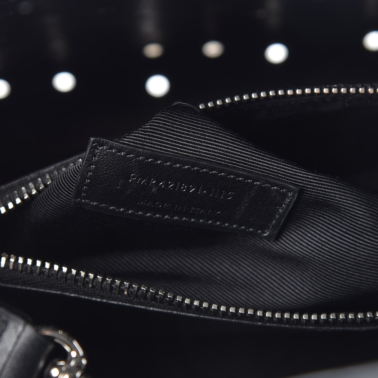 Calfskin Perforated Bandana Studded Small Sac De Jour Black