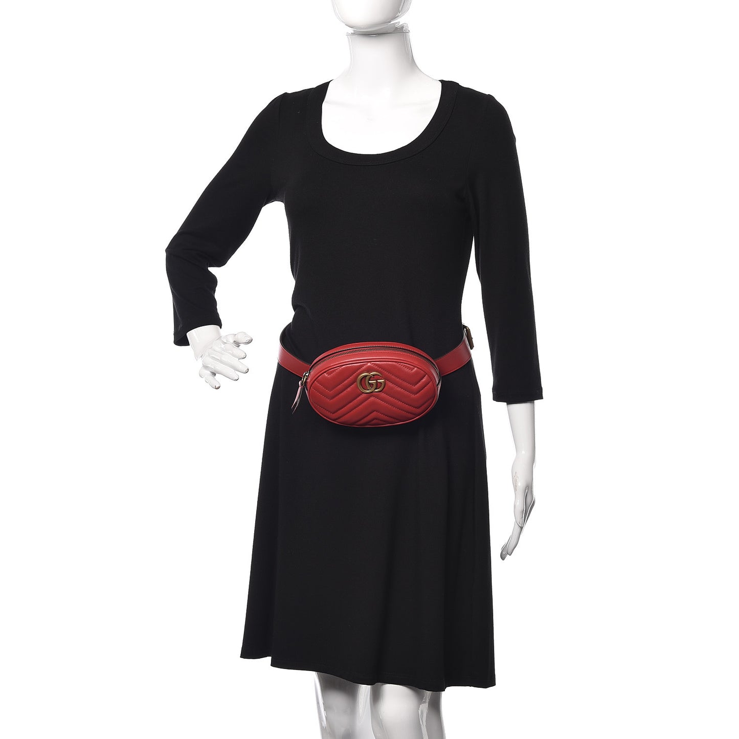 Calfskin Matelasse GG Marmont Belt Bag 85 34 Hibiscus Red