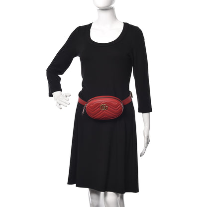 Gucci Calfskin Matelasse GG Marmont Belt Bag 85 34 Hibiscus Red 2 of 10