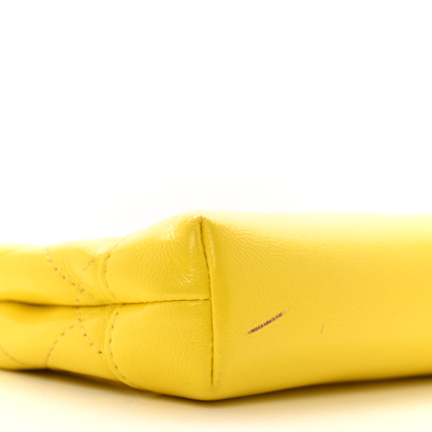 Shiny Lambskin Quilted Micro 31 Clutch With Chain Yellow