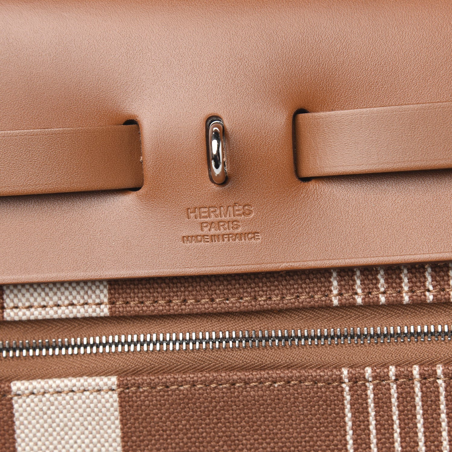 Hermes Vache Hunter Toile H Vibration Herbag Zip Retourne 31 PM Fauve Ecru Beige 6 of 12
