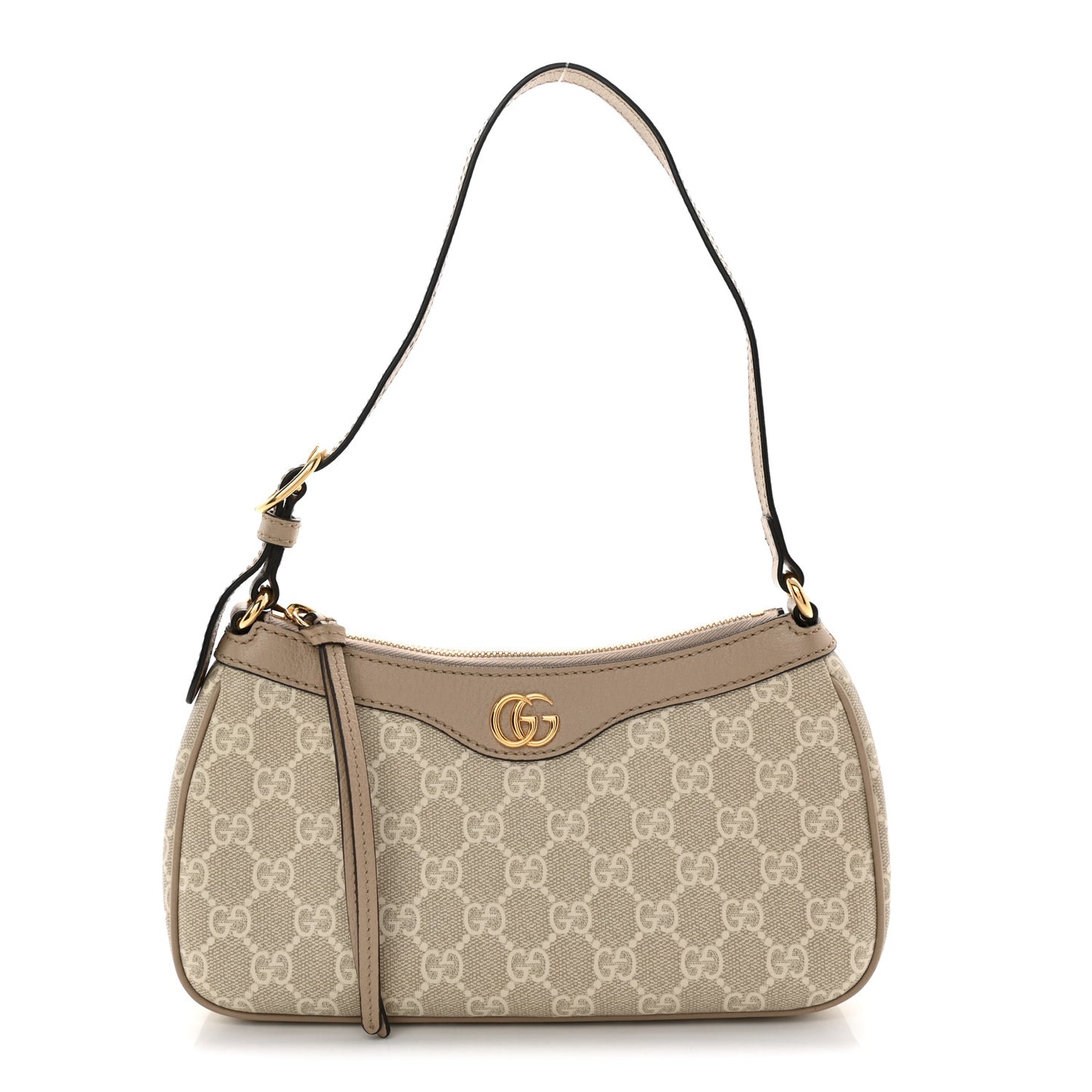 GG Supreme Monogram Textured Dollar Calfskin Small Ophidia Hobo Beige Mystic White Oatmeal