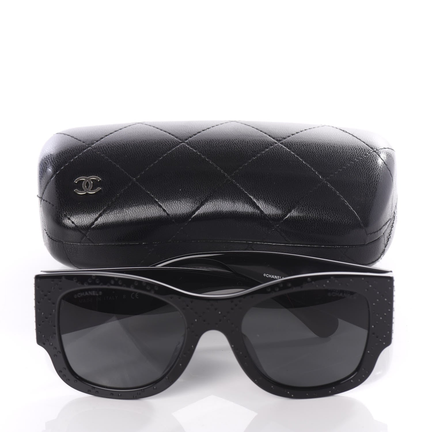 Chanel Acetate Strass Rectangle Sunglasses 5421B Black 8 of 8