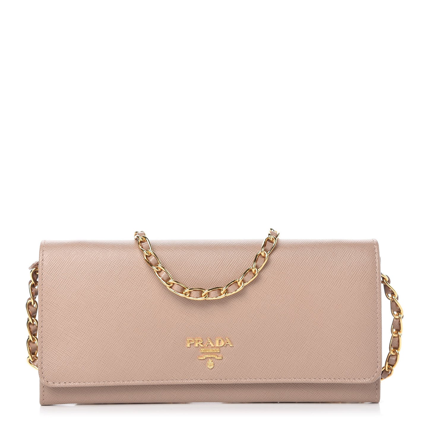 Saffiano Metal Oro Chain Wallet Cammeo