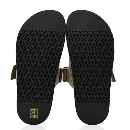 Hermes Suede Goatskin Mens Chypre Sandals 39 Vert Toundra 5 of 9