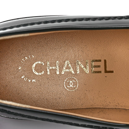 Chanel Shiny Calfskin Logo Loafers 37 Black 5 of 7