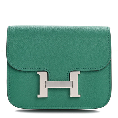Hermes Evercolor Bi-Color Constance Slim Wallet Vert Vertigo Bleu Zanzibar 1 of 9