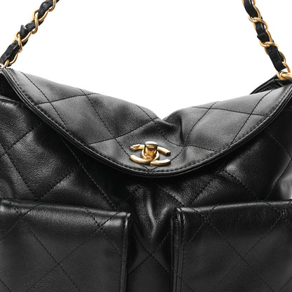 Chanel Shiny Calfskin Quilted Small Supple Twins Hobo Bag Black 8 of 10