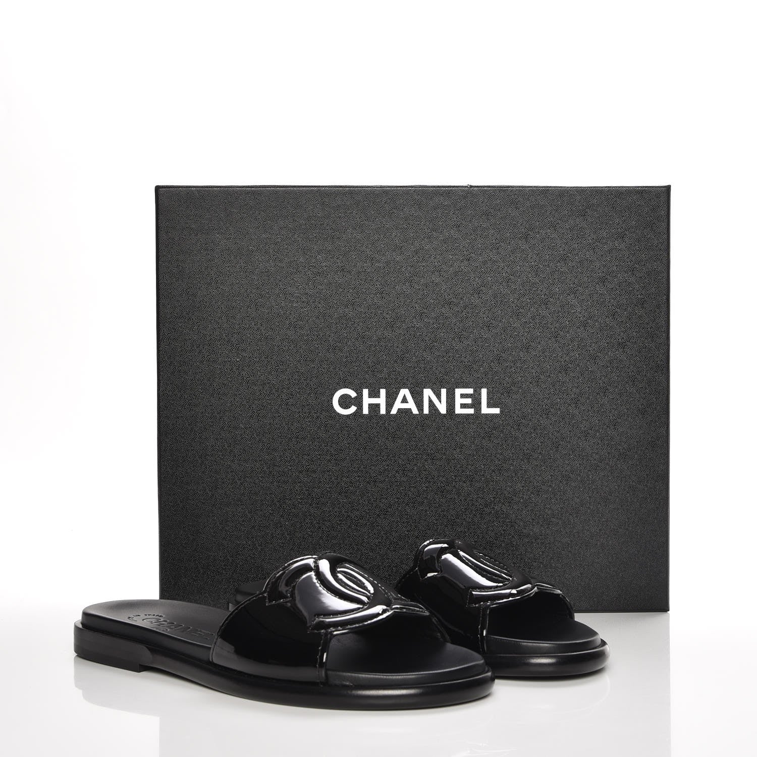Chanel Patent Calfskin CC Slip On Mules 36 Black 8 of 8