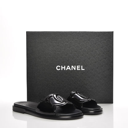 Chanel Patent Calfskin CC Slip On Mules 36 Black 8 of 8