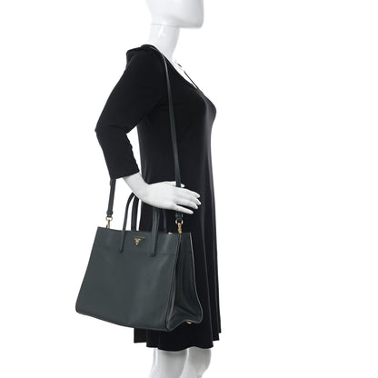 Prada Saffiano Soft Triple Pocket Tote Smeraldo 2 of 9