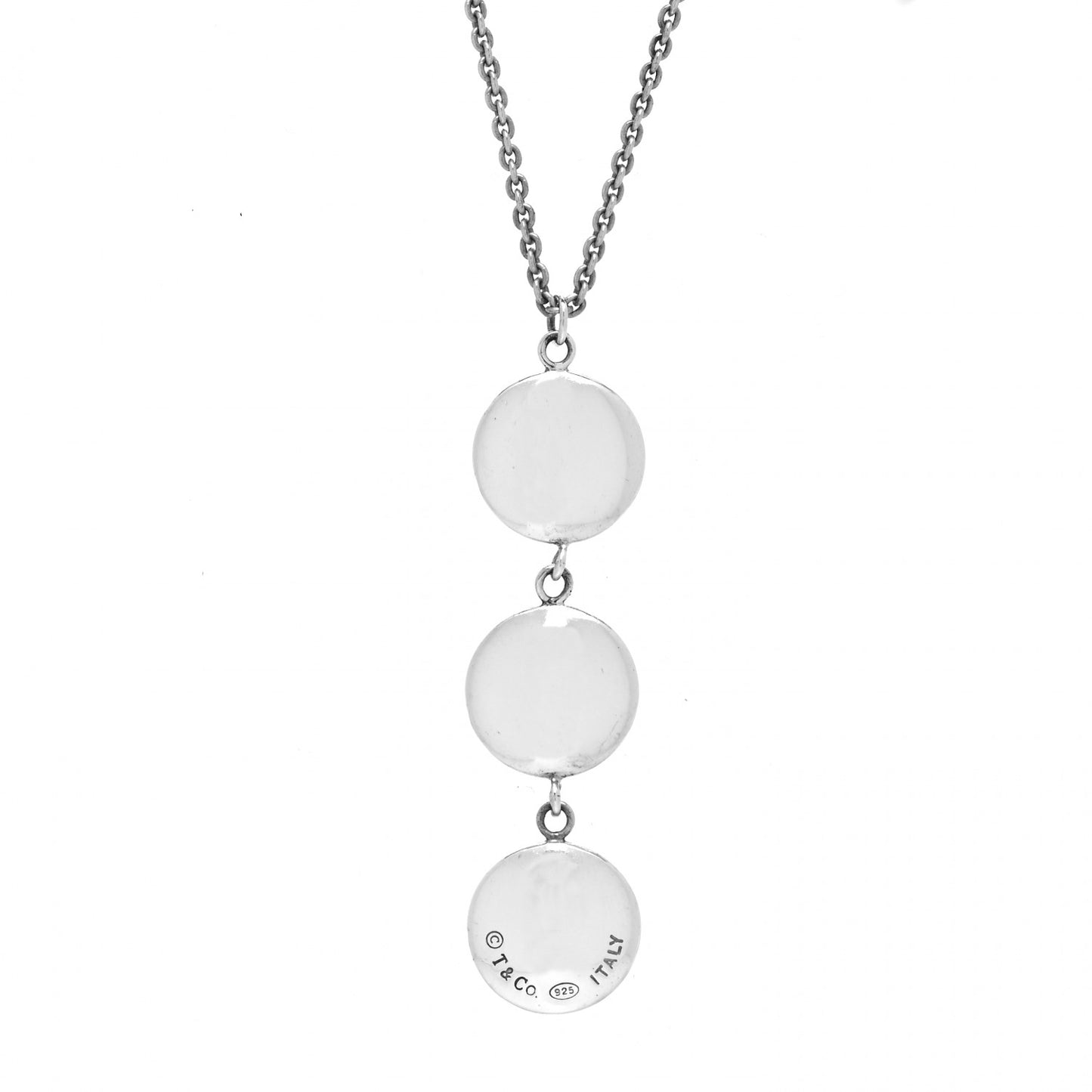 Sterling Silver Triple Disc Drop Pendant Necklace