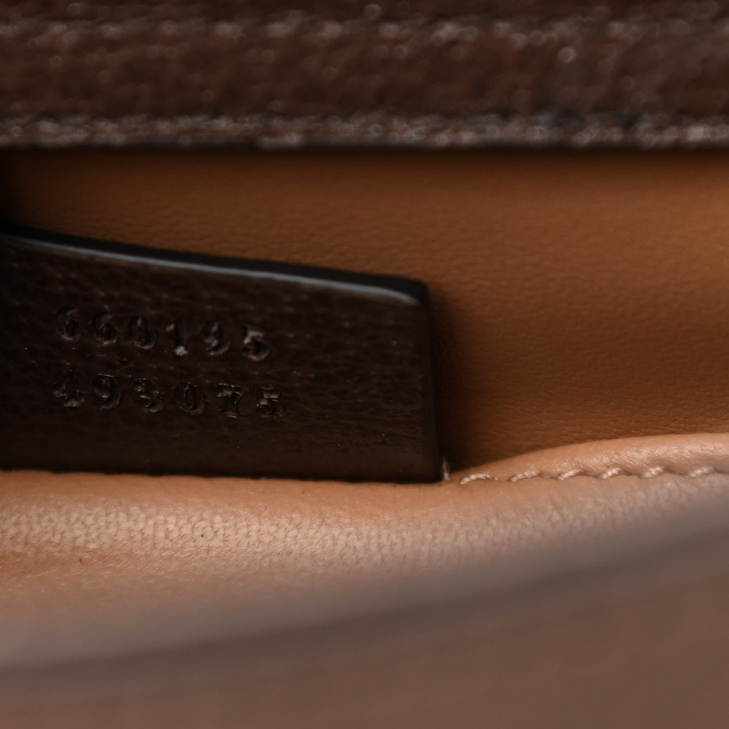 Gucci Monogram Jumbo GG Textured Dollar Calfskin Small Diana Tote Bag Camel Ebony New Acero 7 of 11