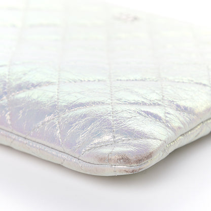 Chanel Iridescent Crumpled Calfskin CC Ripples Medium Cosmetic Case White 15 of 16