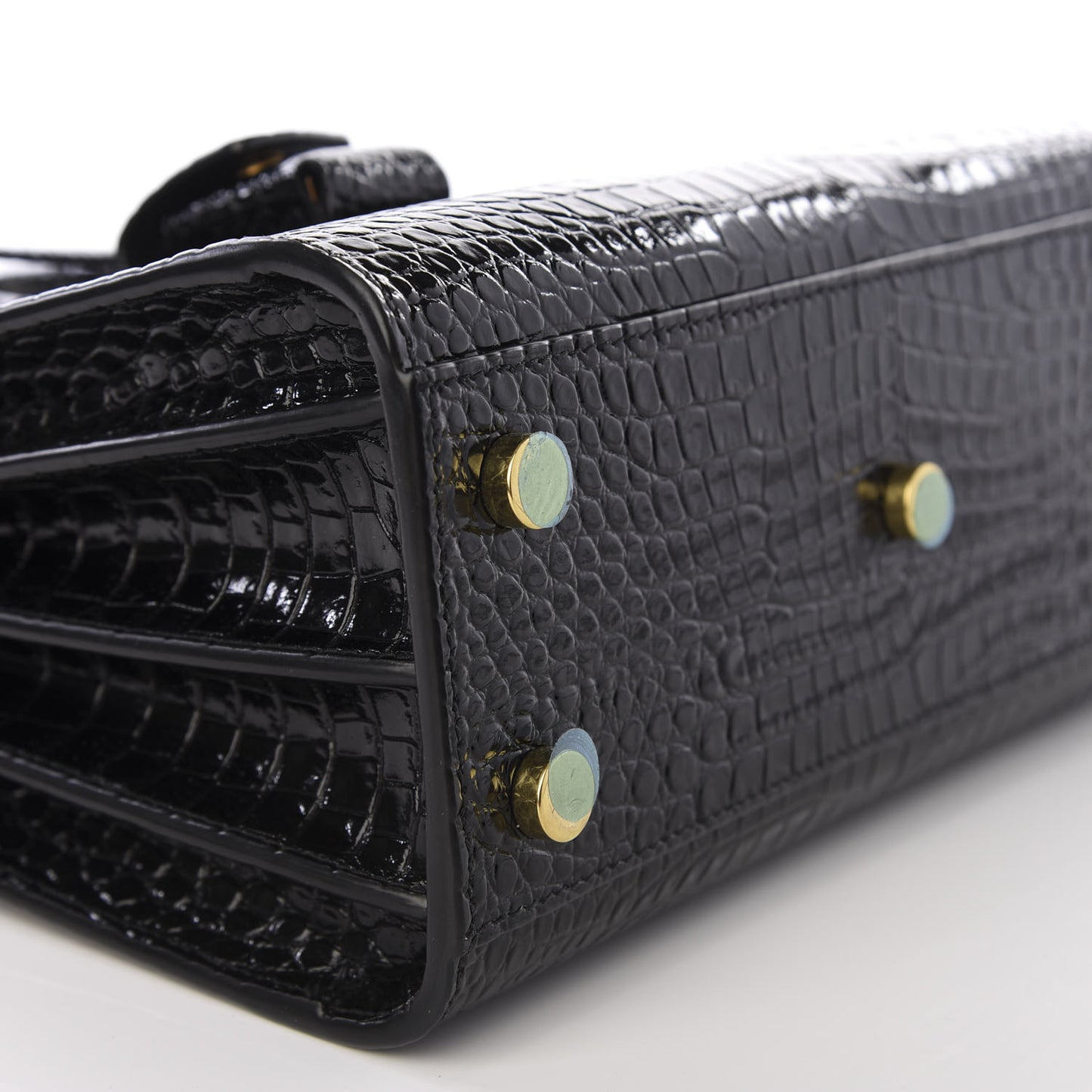 Calfskin Crocodile Embossed Nano Sac De Jour Black