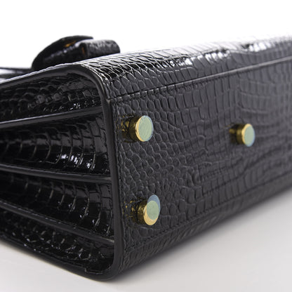 Saint Laurent Calfskin Crocodile Embossed Nano Sac De Jour Black 5 of 10