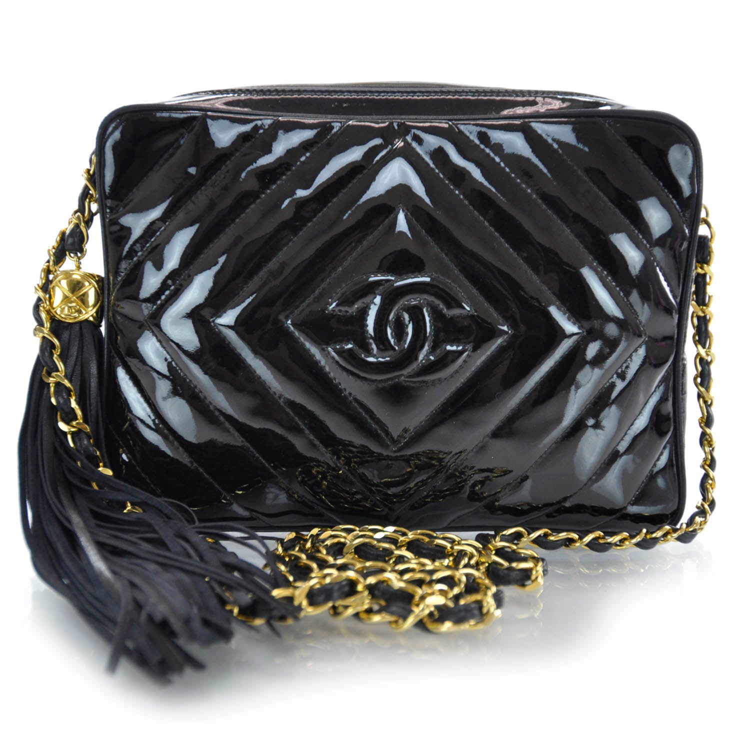 Chanel Patent Tassel Camera Case Black 1 of 10