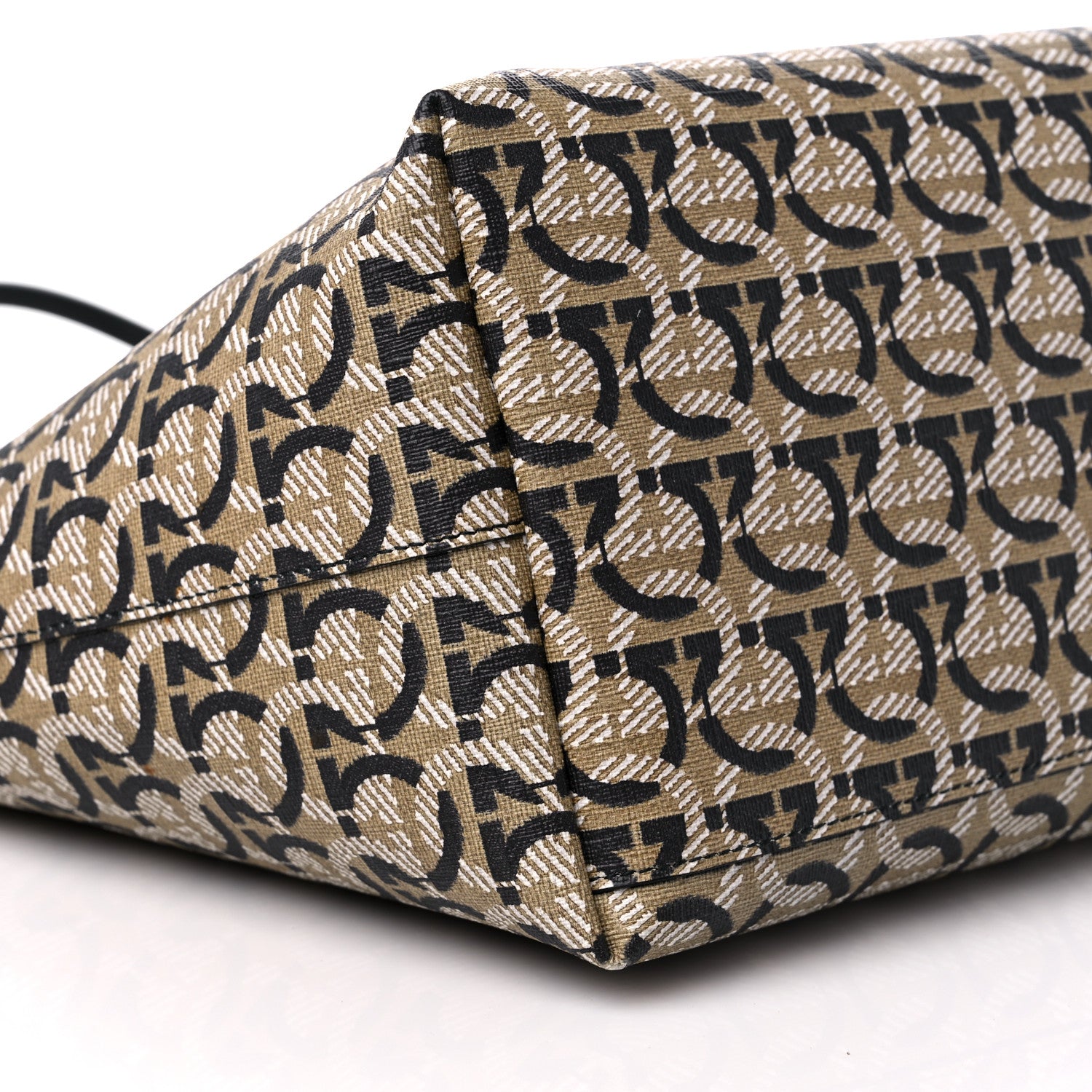 Salvatore Ferragamo Canvas Calfskin Gancini Bag Black 9 of 12
