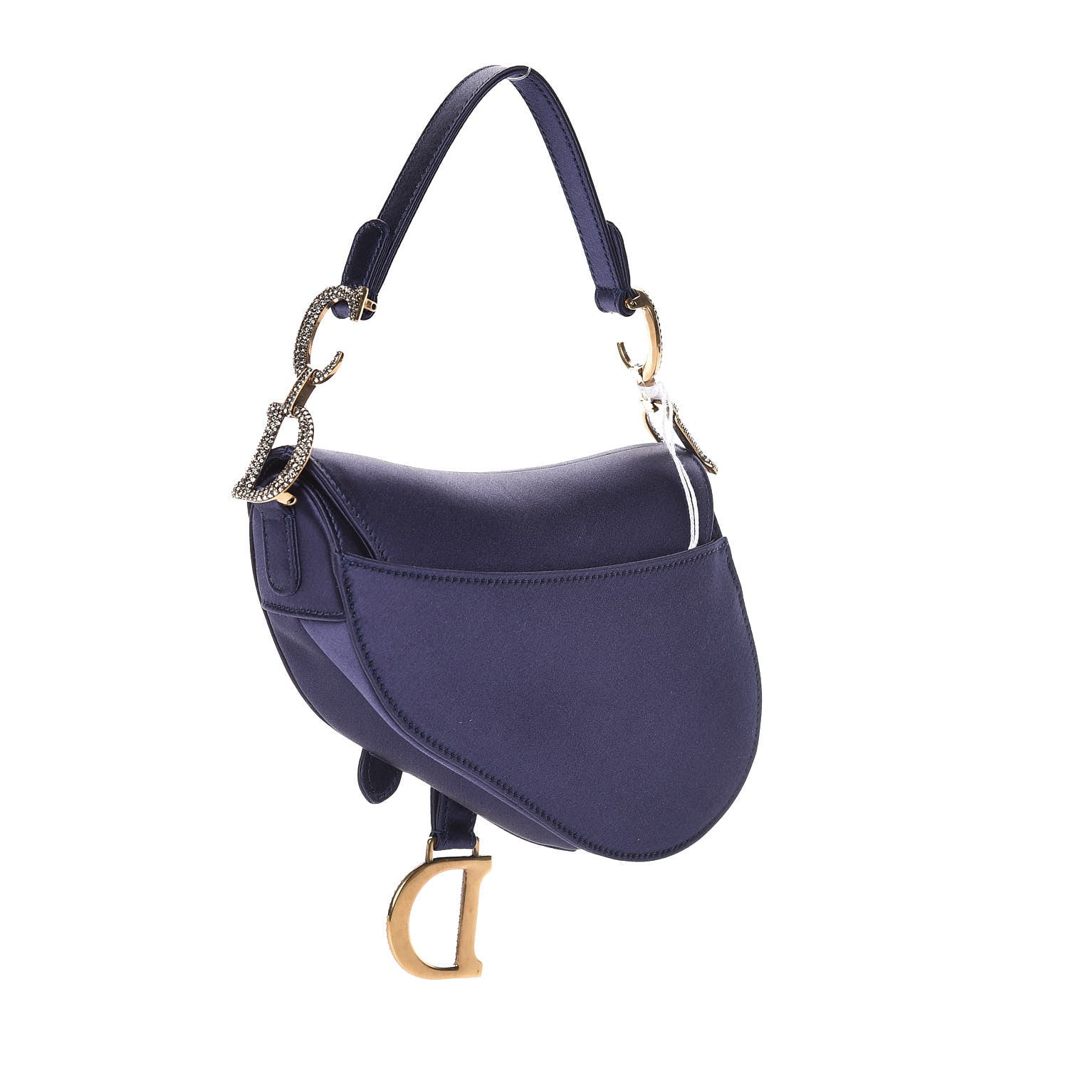 Christian Dior Satin Crystal Mini Saddle Bag Blue 3 of 7