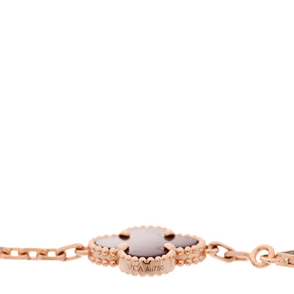 Van Cleef & Arpels 18K Rose Gold Carnelian 5 Motifs Guilloche Vintage Alhambra Bracelet 3 of 5