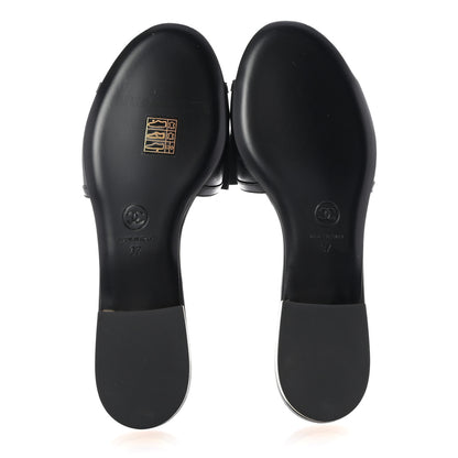 Chanel Lambskin Grosgrain CC Bow Mules 37 Black 6 of 10