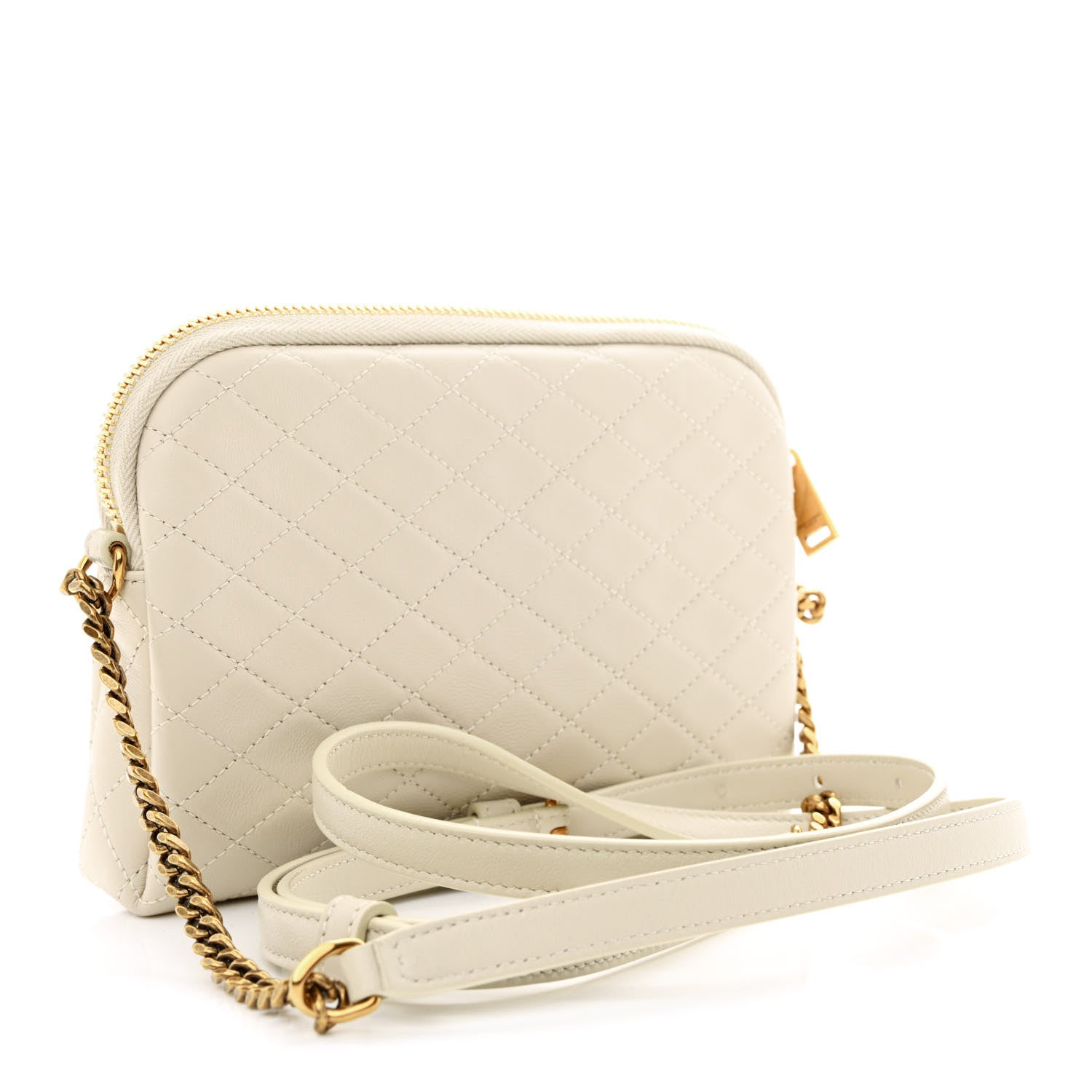 Saint Laurent Lambskin Quilted Gaby Zipped Pouch Crema Soft 3 of 12