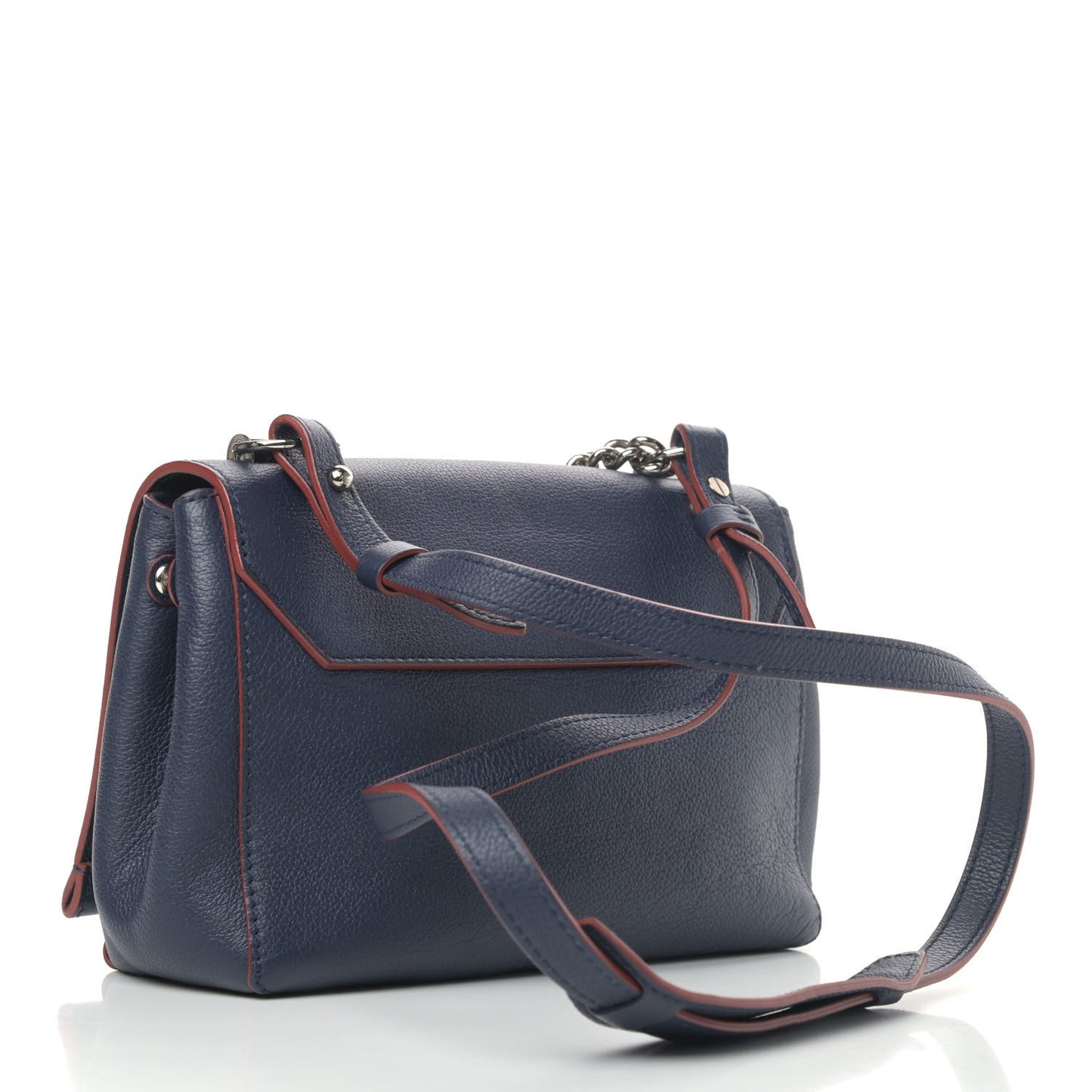 Calfskin Lockme II Chain Bag BB Marine Rouge