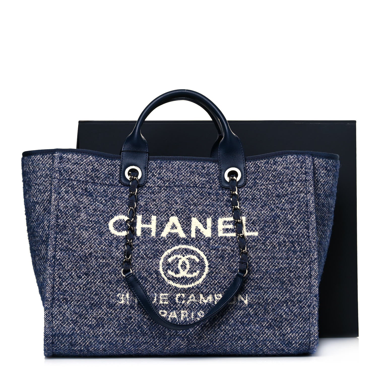 Chanel Mixed Fibers Calfskin Medium Deauville Tote Blue 13 of 13