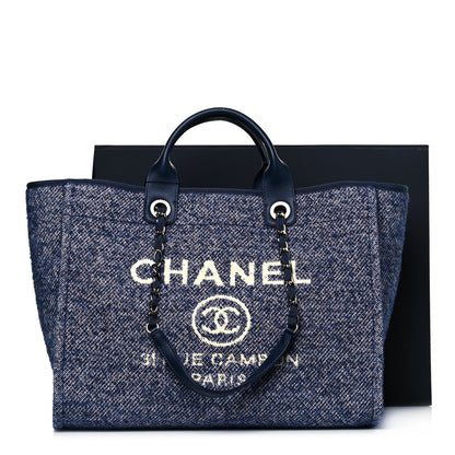 Chanel Mixed Fibers Calfskin Medium Deauville Tote Blue 13 of 13