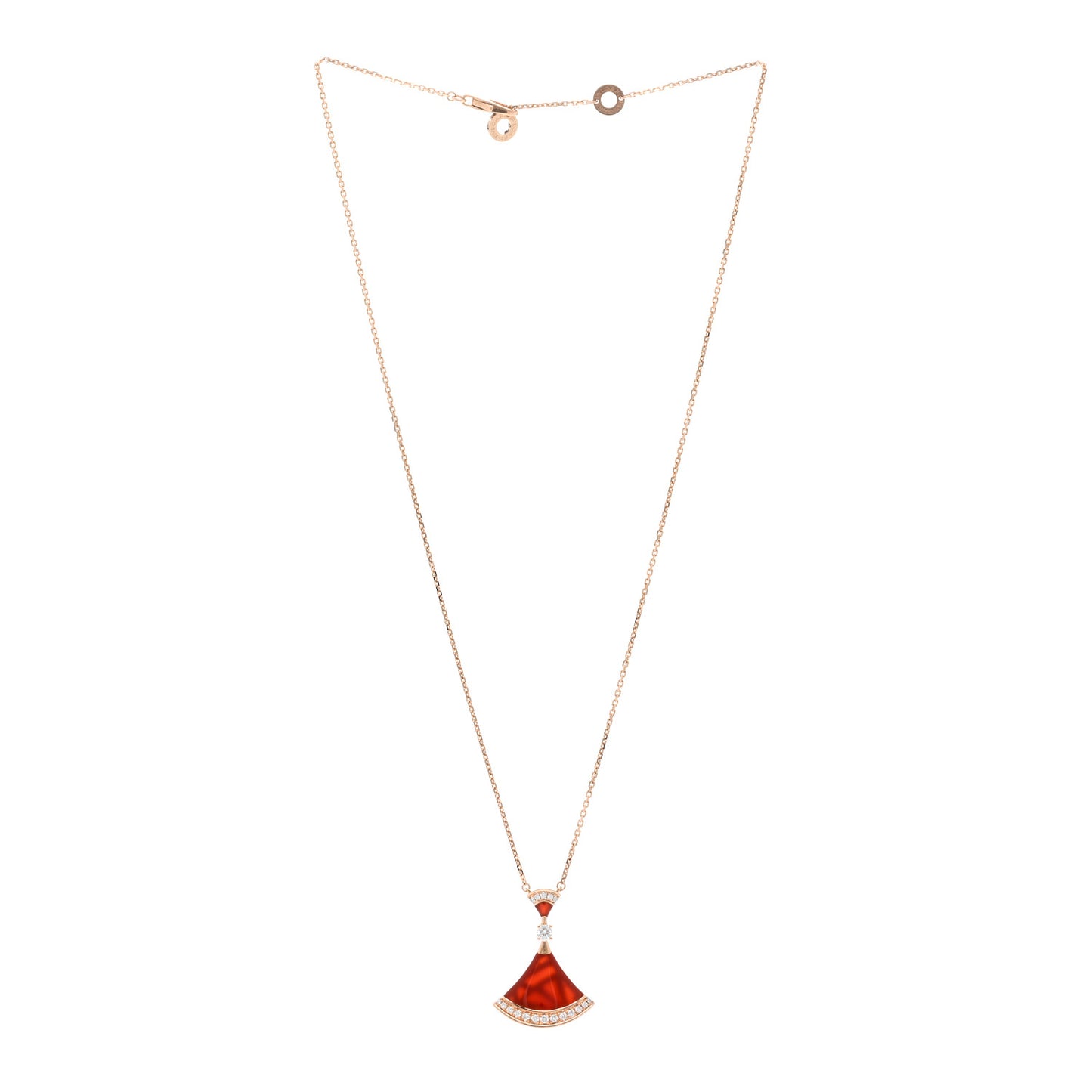 18K Rose Gold Diamond Carnelian Large Divas' Dream Pendant Necklace