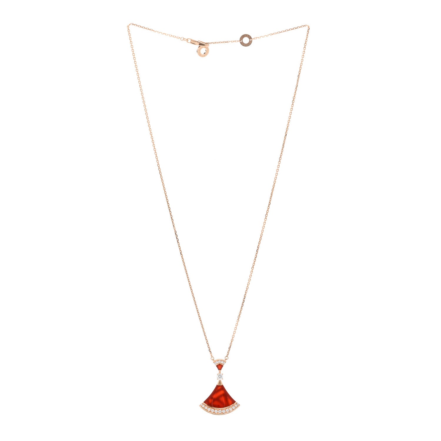 Bulgari 18K Rose Gold Diamond Carnelian Large Divas' Dream Pendant Necklace 3 of 4