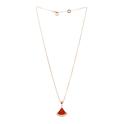 Bulgari 18K Rose Gold Diamond Carnelian Large Divas' Dream Pendant Necklace 3 of 4