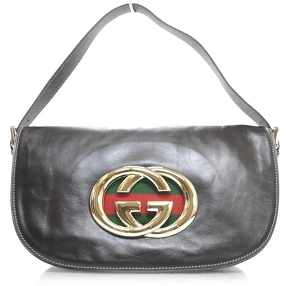 Gucci Leather Britt Shoulder Bag Dark Brown 1 of 8