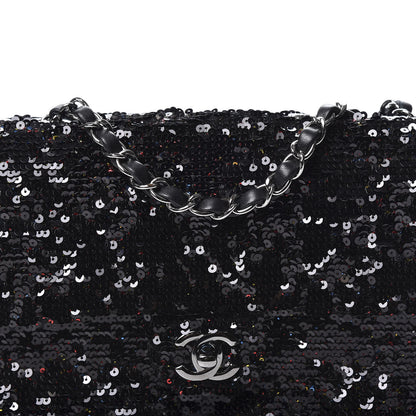 Chanel Sequin Medium Single Flap Multicolor Black 10 of 10