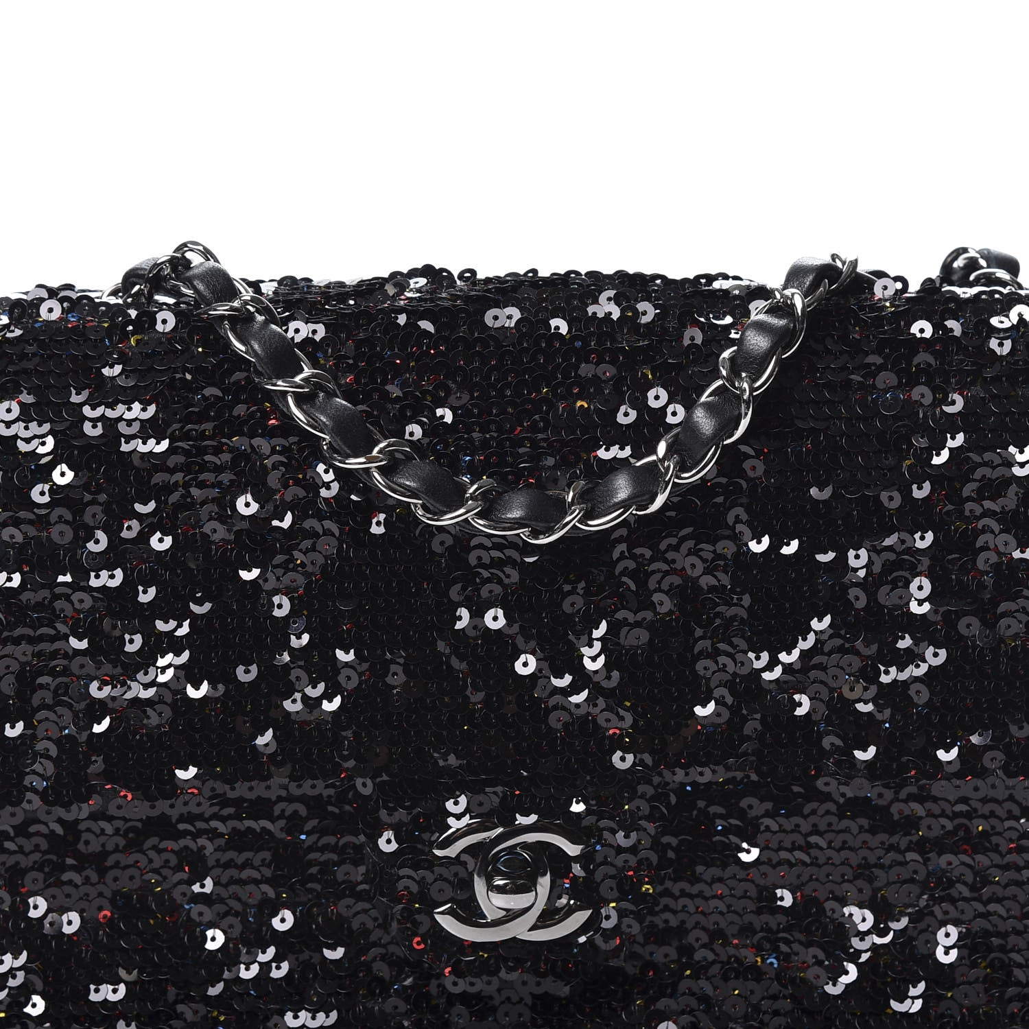 Chanel Sequin Medium Single Flap Multicolor Black 10 of 10