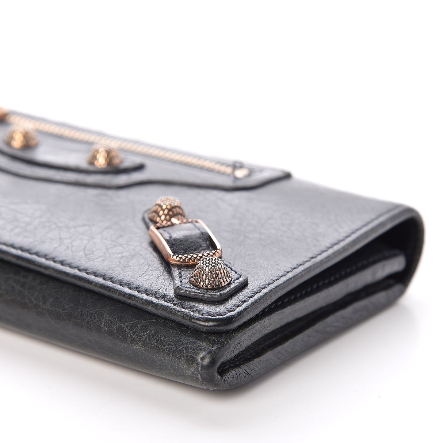 Agneau Giant 12 Rose Gold Hardware Money Wallet Anthracite