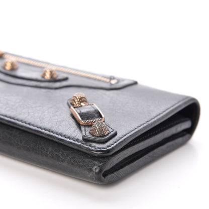 Balenciaga Agneau Giant 12 Rose Gold Hardware Money Wallet Anthracite 6 of 8